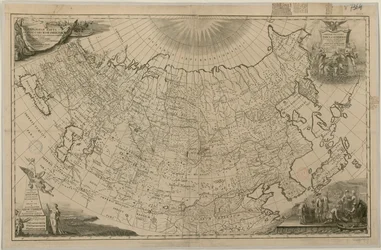 Mapa de Rusia del siglo XVIII en latín, obra de Iván Kurilov